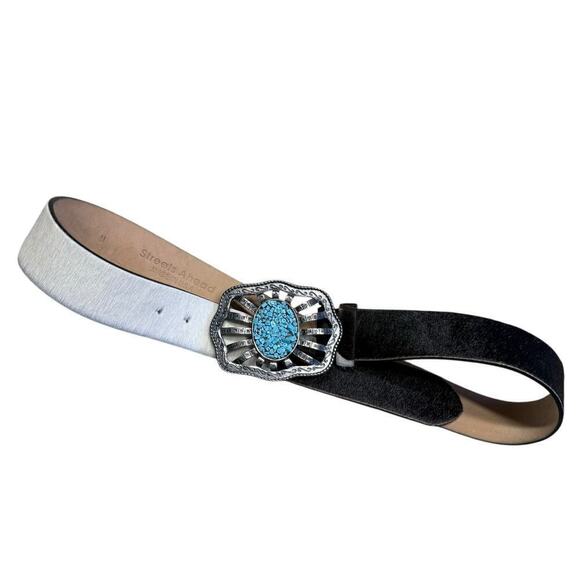 Streets Ahead vintage cowhide turquoise southwestern leather belt medium main image 9